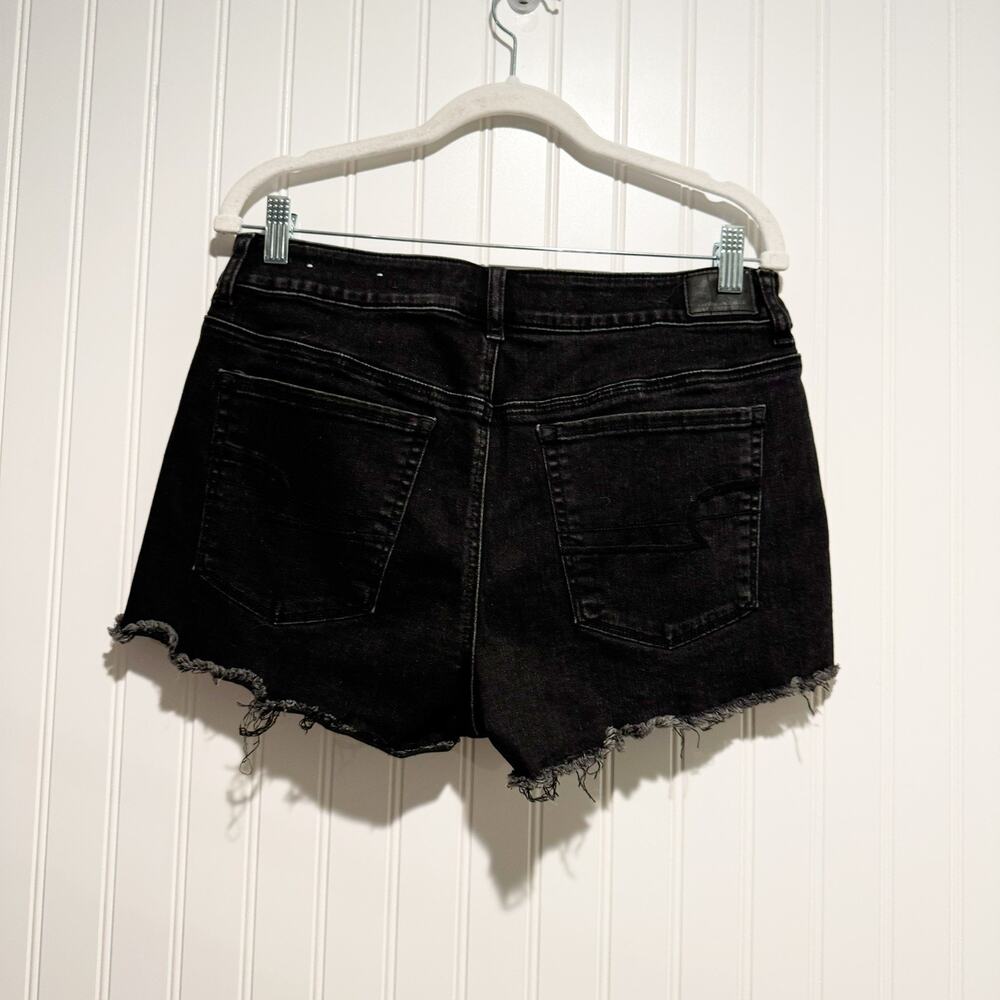 American Eagle High Rise Shortie Denim Shorts Black Lace Size 12 - Picture 4 of 6